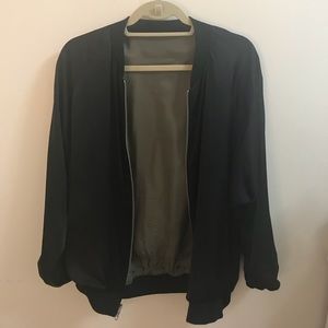 Reversible Black and Green Windbreaker Jacket